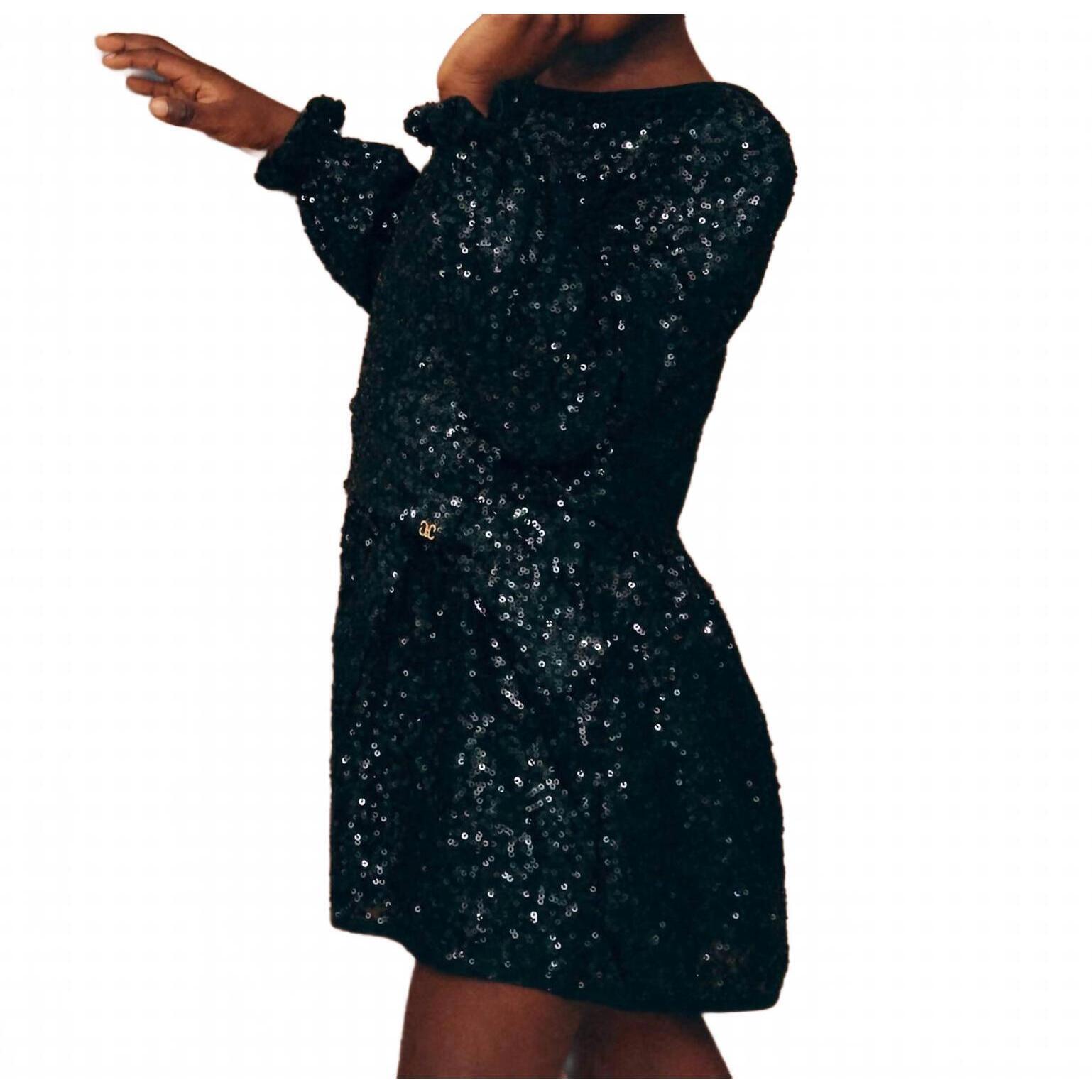 New Abel & Lula Girls Sequin Dress In Black